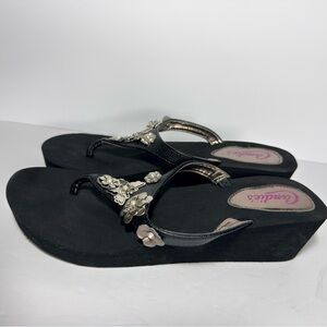 Candie's Black Floral Embellished Sandals size 7-8